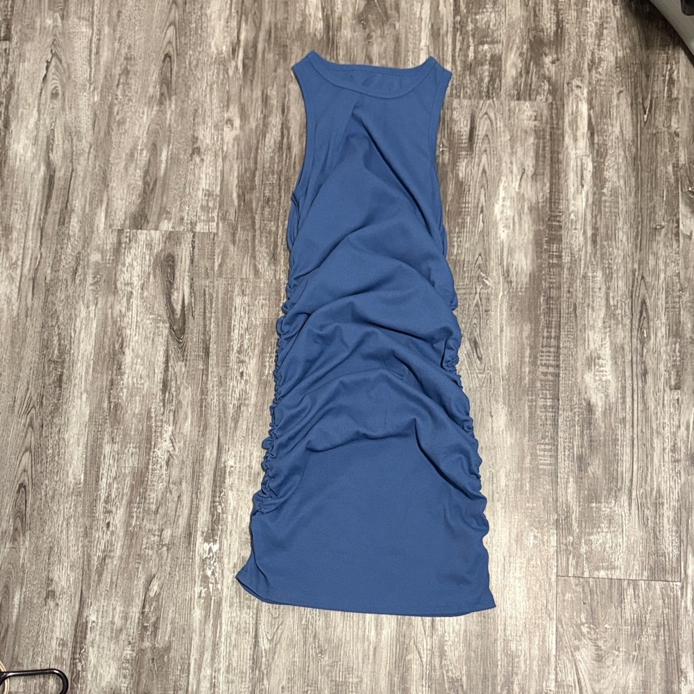 Chic Sleeveless Blue Midi Dress